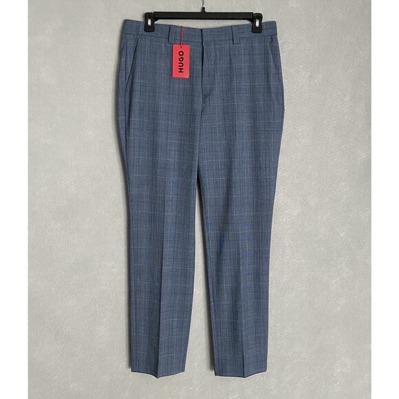 Hugo Boss Mens 40S 36W 2-Piece Suit Virgin Wool Blend Super Flex Blue Plaid NEW - Picture 11 of 16